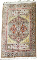 Traditional Persian Qume Silk Rug with Signature