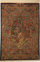 Traditional Fine Persian Qume with Signature (Qume Lajavardi)